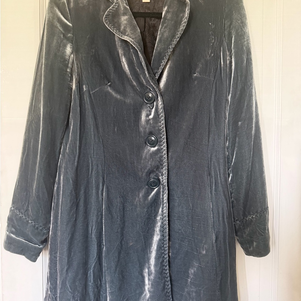 Velvet Long Coat - Teal